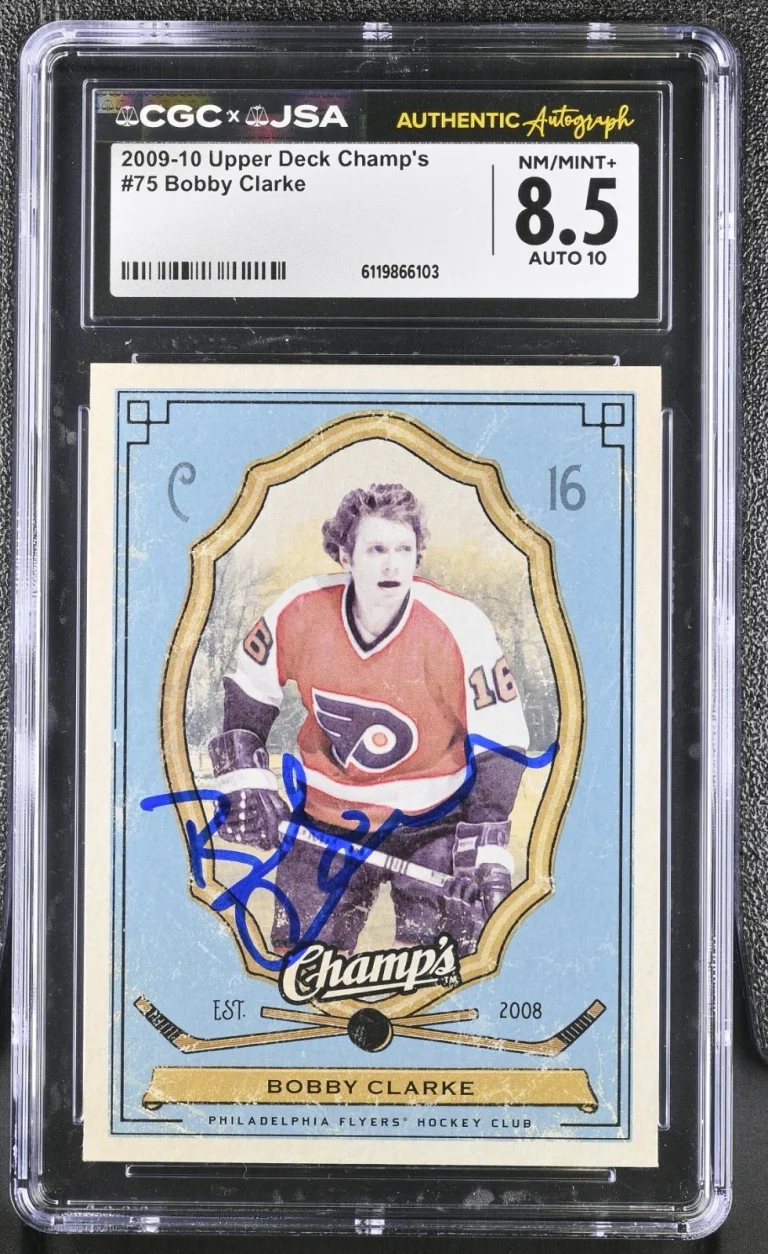 BOBBY CLARKE SIGNED 2009-10 UPPER DECK CHAMP'S CARD #75 CGC 8.5 JSA 10 AUTO