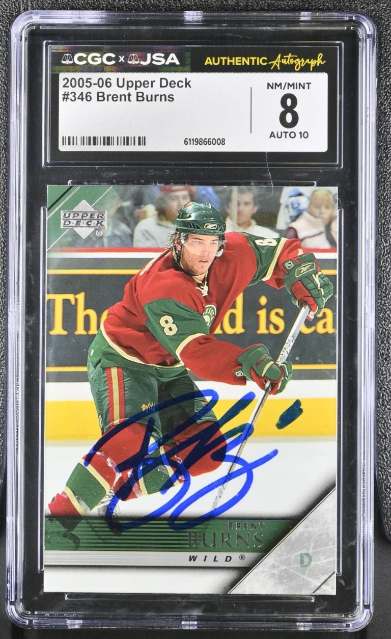 BRENT BURNS SIGNED 2005-06 UPPER DECK CARD #346 CGC 8 JSA 10 AUTO