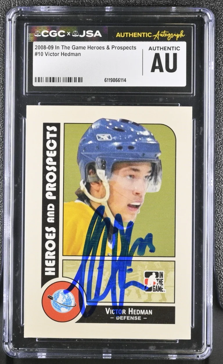 VICTOR HEDMAN SIGNED 2008-09 ITG HEROES & PROSPECTS CARD #10 CGC AU JSA AUTO