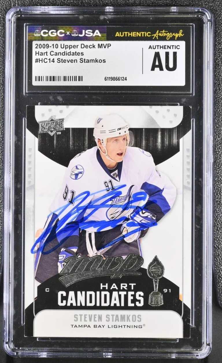 STEVEN STAMKOS SIGNED 2009-10 UPPER DECK MVP HART CARD #HC14 CGC AU JSA AUTO
