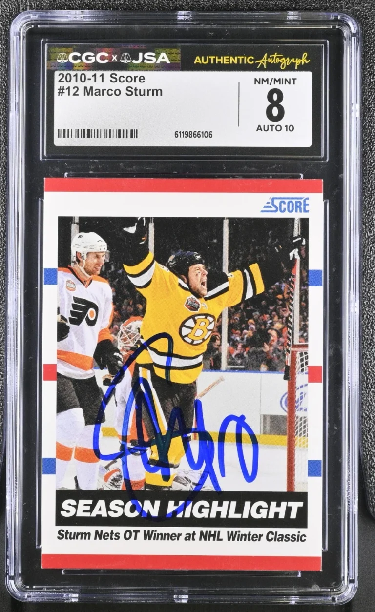 MARCO STURM SIGNED 2010-11 SCORE WINTER CLASSIC CARD #12 CGC 8 JSA 10 AUTO