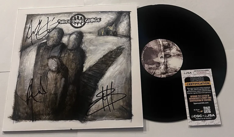 THREE DAYS GRACE SIGNED LP VINYL RECORD ALBUM ADAM GONTIER NEIL BRAD JSA COA
