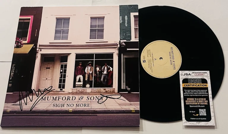 MUMFORD & SONS SIGNED SIGH NO MORE LP VINYL RECORD ALBUM MARCUS TED JSA COA