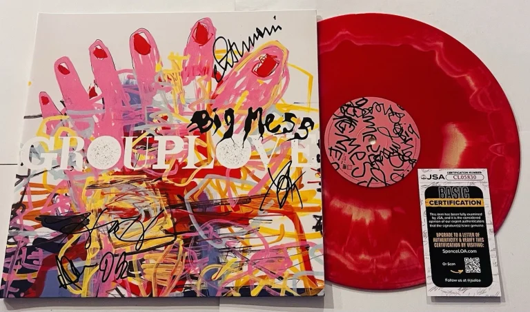 GROUPLOVE SIGNED BIG MESS LP VINYL RECORD ALBUM CHRISTIAN HANNAH +3 JSA COA