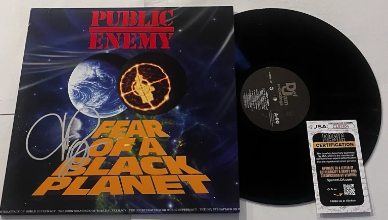 CHUCK D PUBLIC ENEMY SIGNED FEAR OF A BLACK PLANET LP VINYL RECORD ALBUM JSA COA