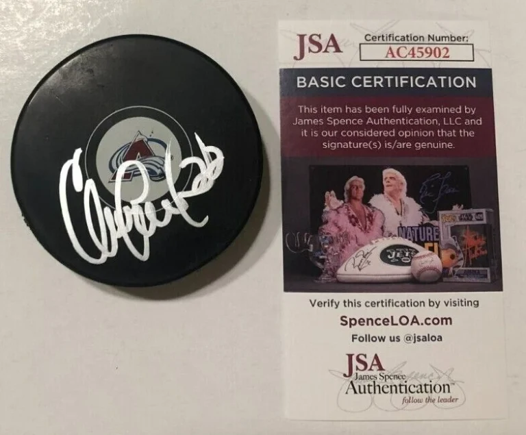 CLAUDE LEMIEUX SIGNED COLORADO AVALANCHE HOCKEY PUCK W/ CASE JSA COA
