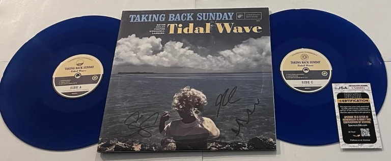 TAKING BACK SUNDAY SIGNED TIDAL WAVE LP VINYL RECORD ADAM LAZZARA +2 JSA COA