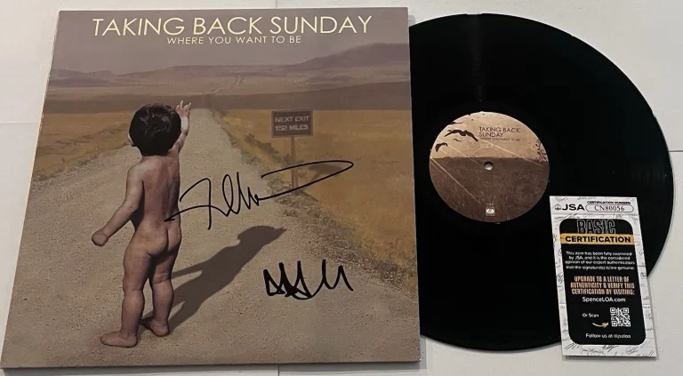 TAKING BACK SUNDAY SIGNED WHERE YOU WANT TO BE LP VINYL RECORD ADAM FRED  JSA