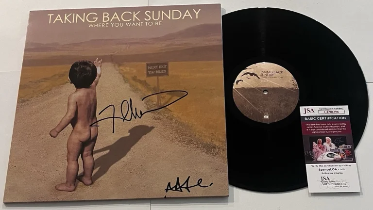 TAKING BACK SUNDAY SIGNED WHERE YOU WANT TO BE LP VINYL RECORD ADAM FRED  JSA