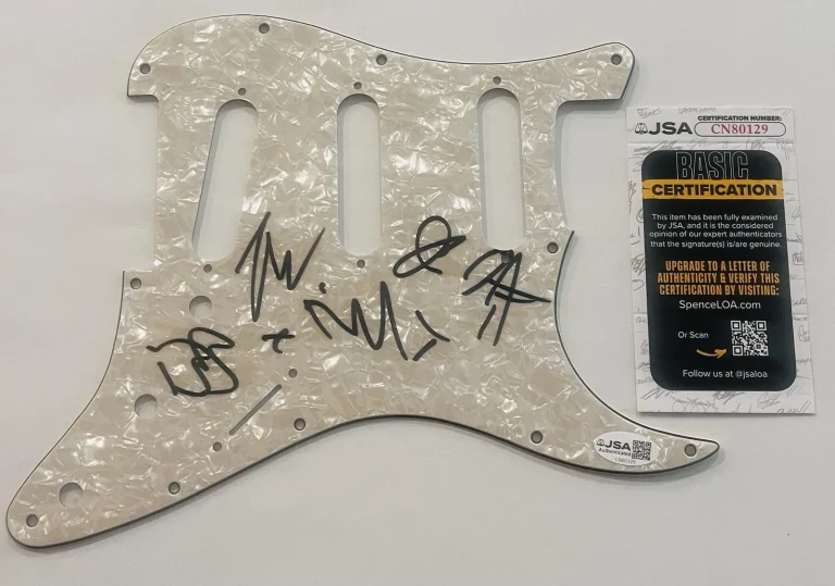 RISE AGAINST SIGNED GUITAR PICKGUARD PICK GUARD TIM MCILRATH +3 JSA COA