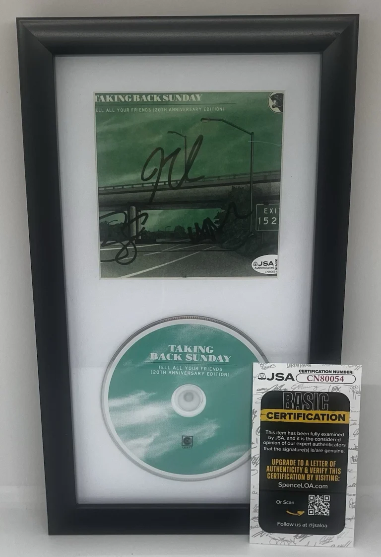 TAKING BACK SUNDAY SIGNED TELL ALL YOUR FRIENDS FRAMED CD ALBUM ADAM JSA COA