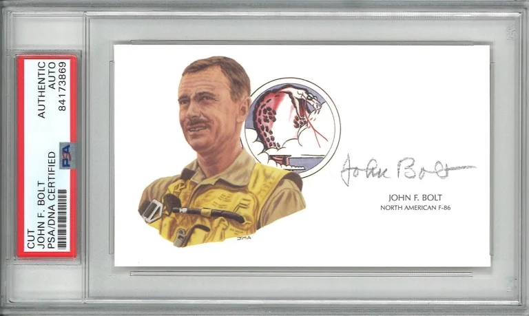 John F Bolt Signed Cut Signature PSA/DNA Korean War Jet Ace USMC GOE