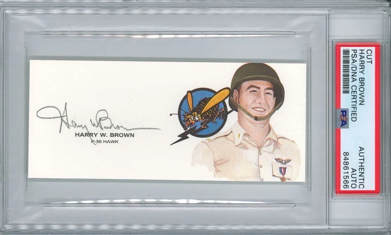Harry Brown Signed Cut Signature PSA/DNA Pearl Harbor P-36 Hawk GOE