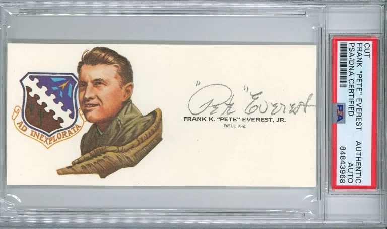 Frank Pete Everest Jr Signed Cut Signature PSA/DNA Test Pilot GOE