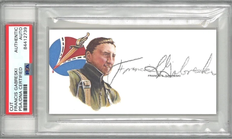 Gabby Gabreski Signed Cut Signature PSA/DNA WWII Fighter Ace GOE