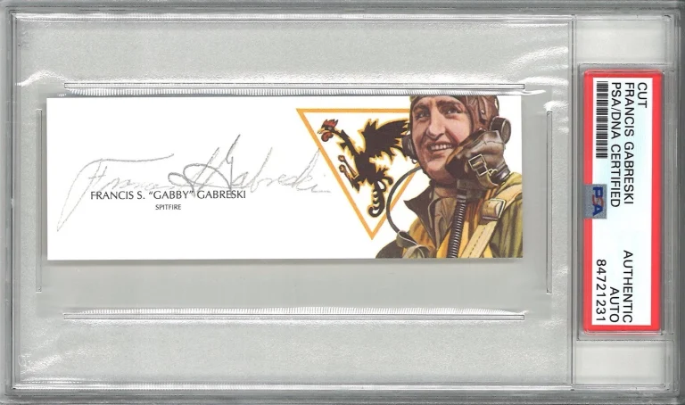 Gabby Gabreski Signed Cut Signature PSA/DNA WWII Fighter Ace GOE Spitfire
