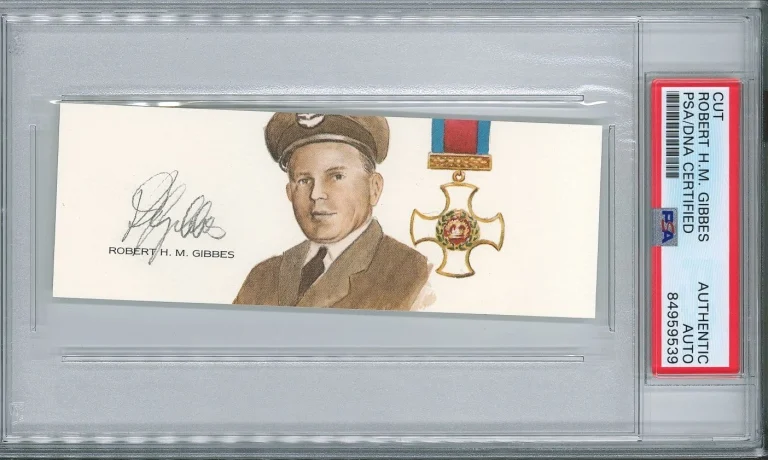 Robert H M Gibbes Signed Cut Signature PSA/DNA WWII Fighter Ace GOE