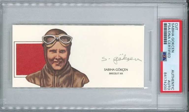 Sabiha Gokcen Signed Cut Signature PSA/DNA Aviation Pioneer GOE