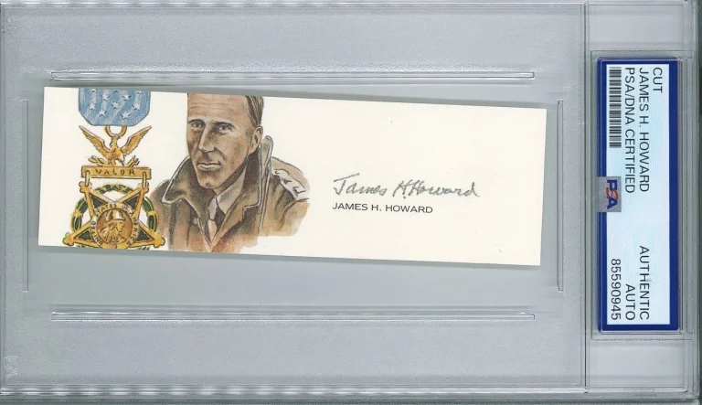 James H Howard Signed Cut Signature PSA/DNA Medal Honor GOE