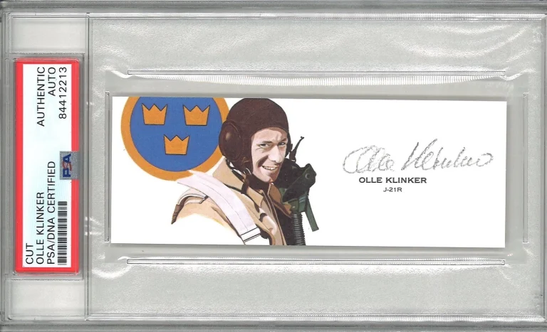 Olle Klinker Signed Cut Signature PSA/DNA J-21R Test Pilot GOE