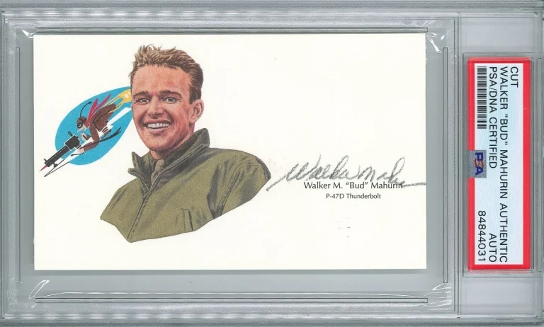 Walker Bud Mahurin Signed Cut Signature PSA/DNA Double Ace GOE P-47D Thunderbolt