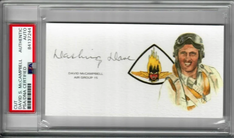 David McCampbell Signed Cut Signature PSA/DNA Navy Ace GOE Dashing Dave