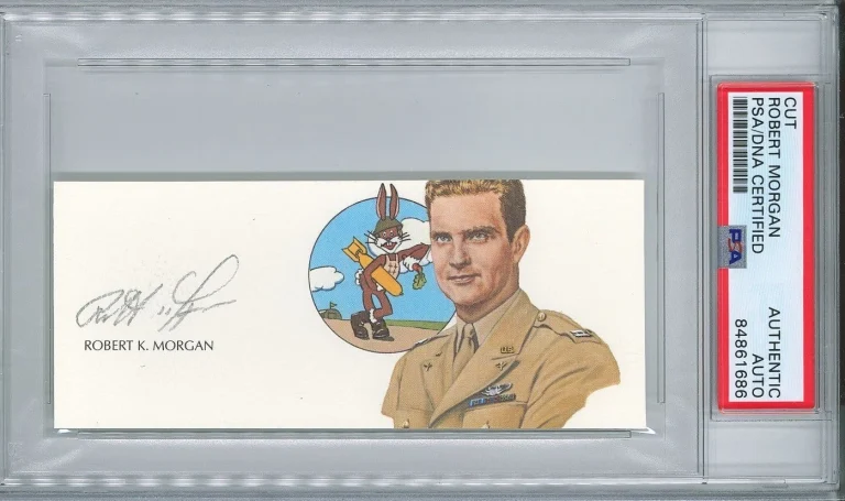Robert Morgan Signed Cut Signature PSA/DNA Memphis Belle GOE