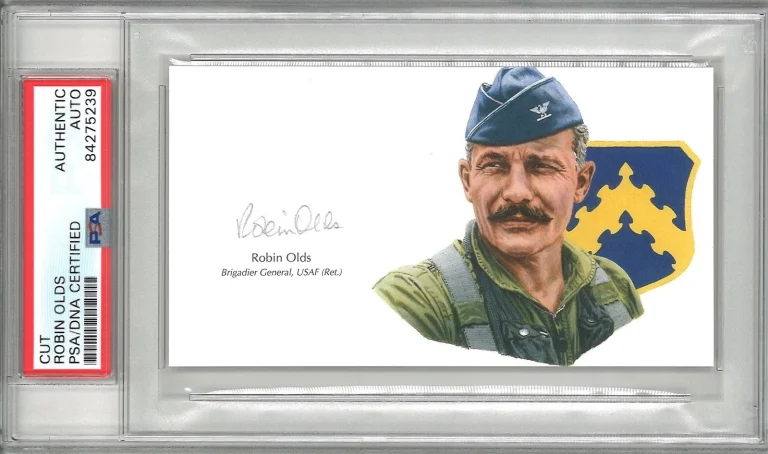 Robin Olds Signed Cut Signature PSA/DNA Triple Ace GOE Brig General