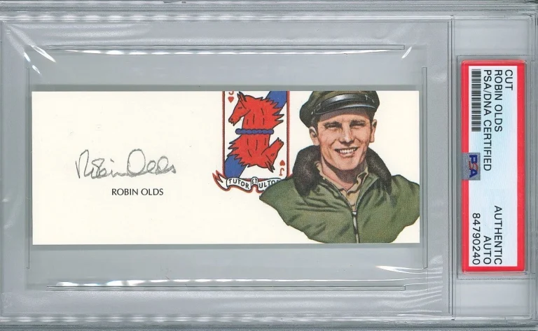 Robin Olds Signed Cut Signature PSA/DNA Triple Ace GOE WWII P-51