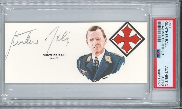 Gunther Rall Signed Cut Signature PSA/DNA 275 Victory Ace GOE Me-109