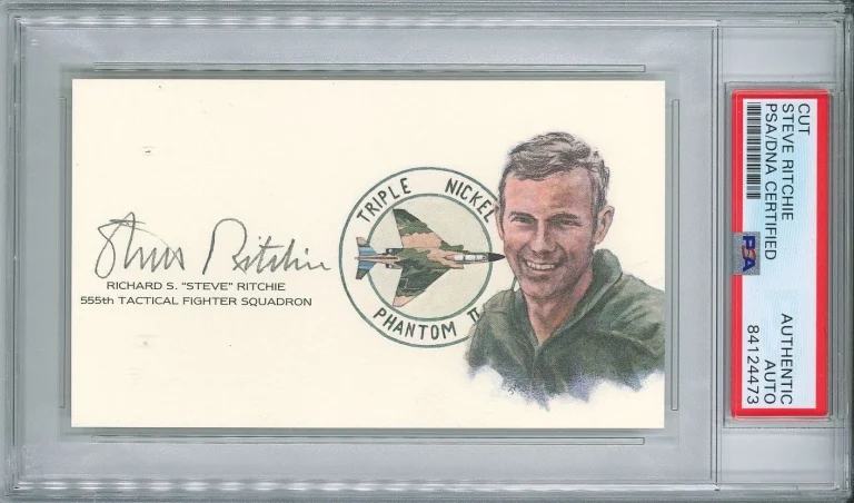 Steve Ritchie Signed Cut Signature PSA/DNA Vietnam Ace GOE