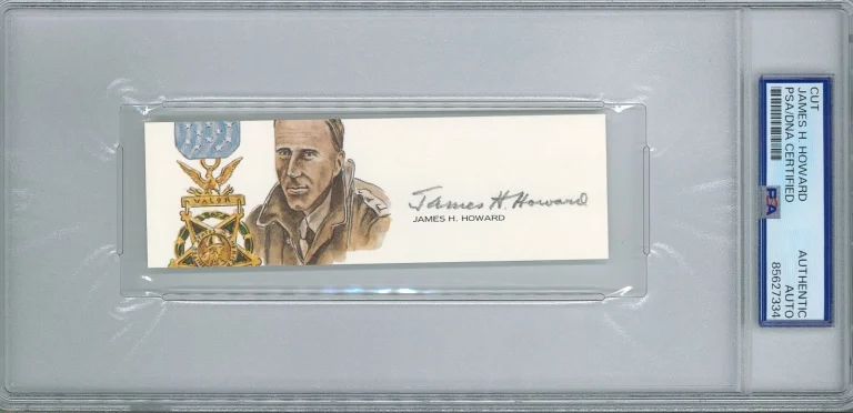 James H Howard Signed Cut Signature PSA/DNA Medal Honor GOE JHH