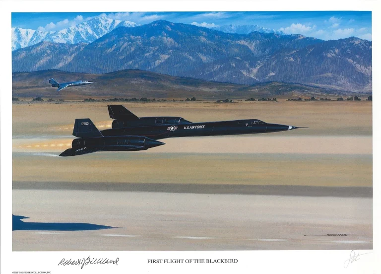 Robert Gilliland Signed First Flight Blackbird Print Stan Stokes SR-71 AIV