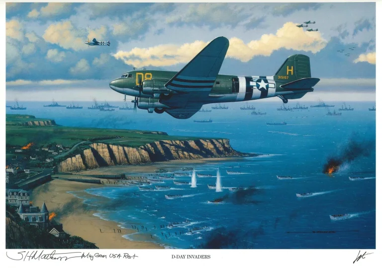 Salve Matheson Signed D-Day Invaders Print Stan Stokes Band of Brothers AIV