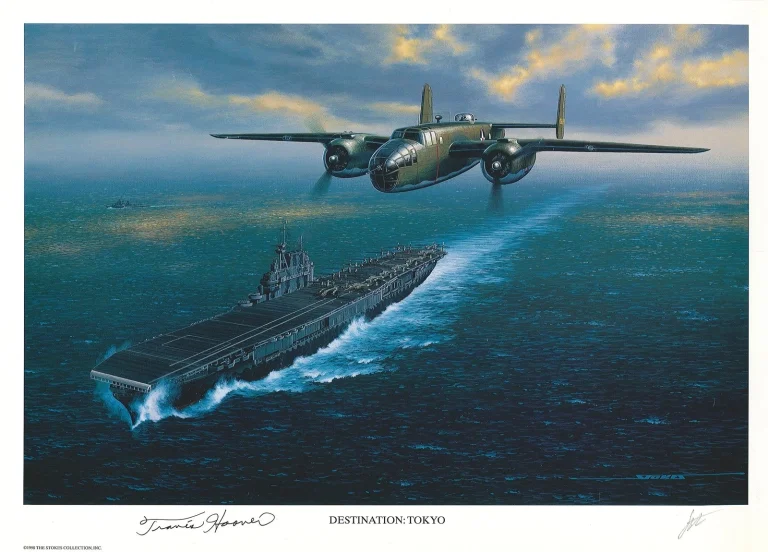 Travis Hoover Signed Destination Tokyo Print Stan Stokes WWII B-29 AIV COA
