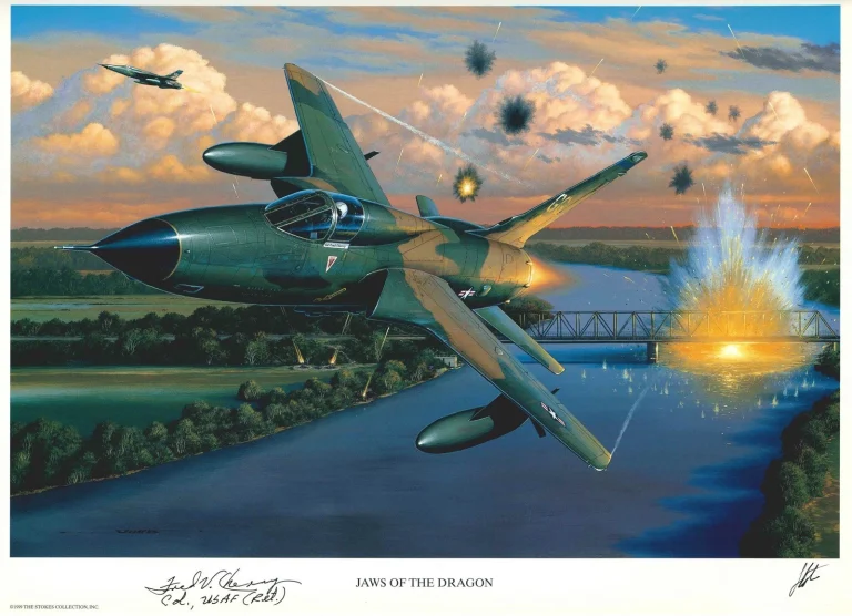 Fred Cherry Signed Jaws of the Dragon Print Stan Stokes Vietnam AIV