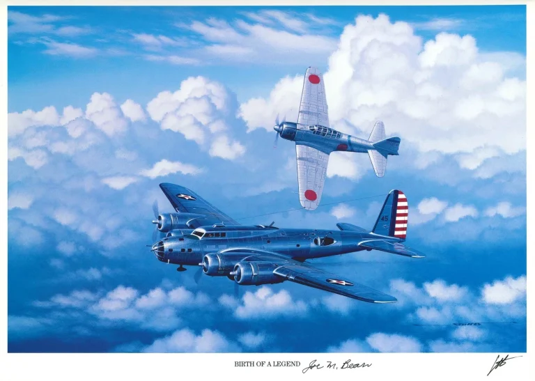 Joe Bean Signed Birth of a Legend Print Stan Stokes B-17 Navigator AIV