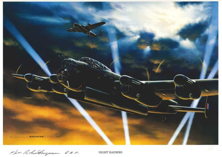 Robert Ferguson Signed Night Raiders Print Stan Stokes RAF WWII AIV