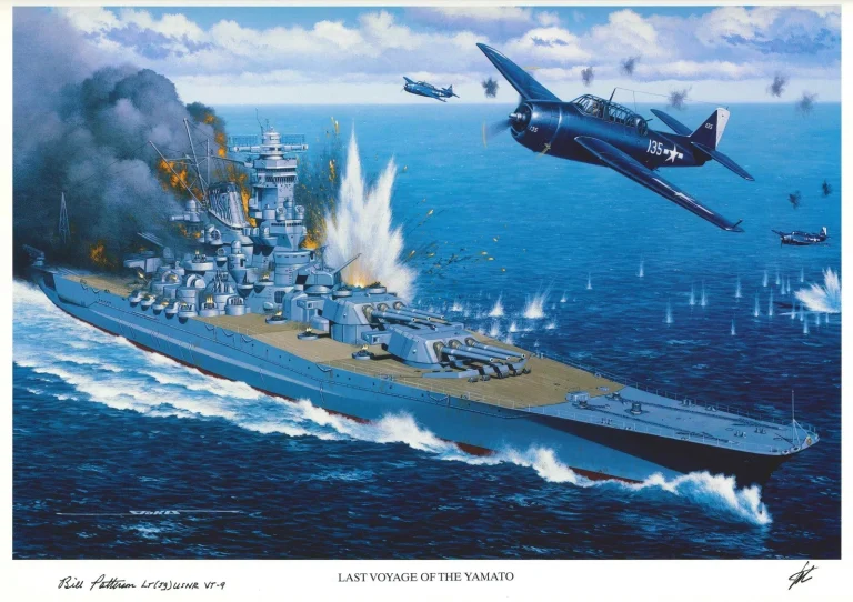 William Webb Patterson Signed Last Voyage of the Yamato Print Stan Stokes WWII