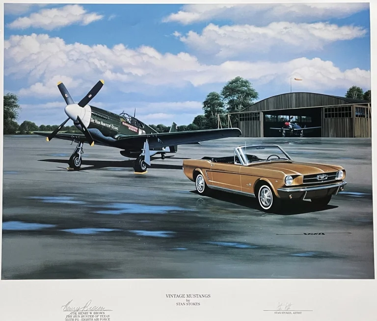 Henry Brown P-51 Mustang Ace Signed Vintage Mustangs Print Stan Stokes