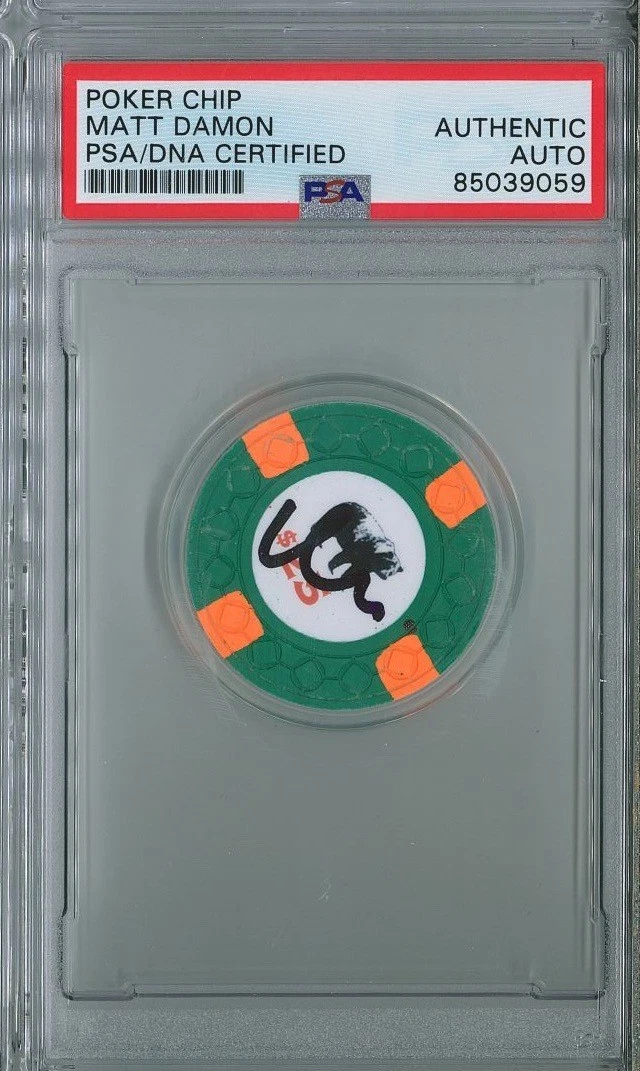 Matt Damon Signed Rounders Replica $25 Poker Chip PSA DNA Encapsulated