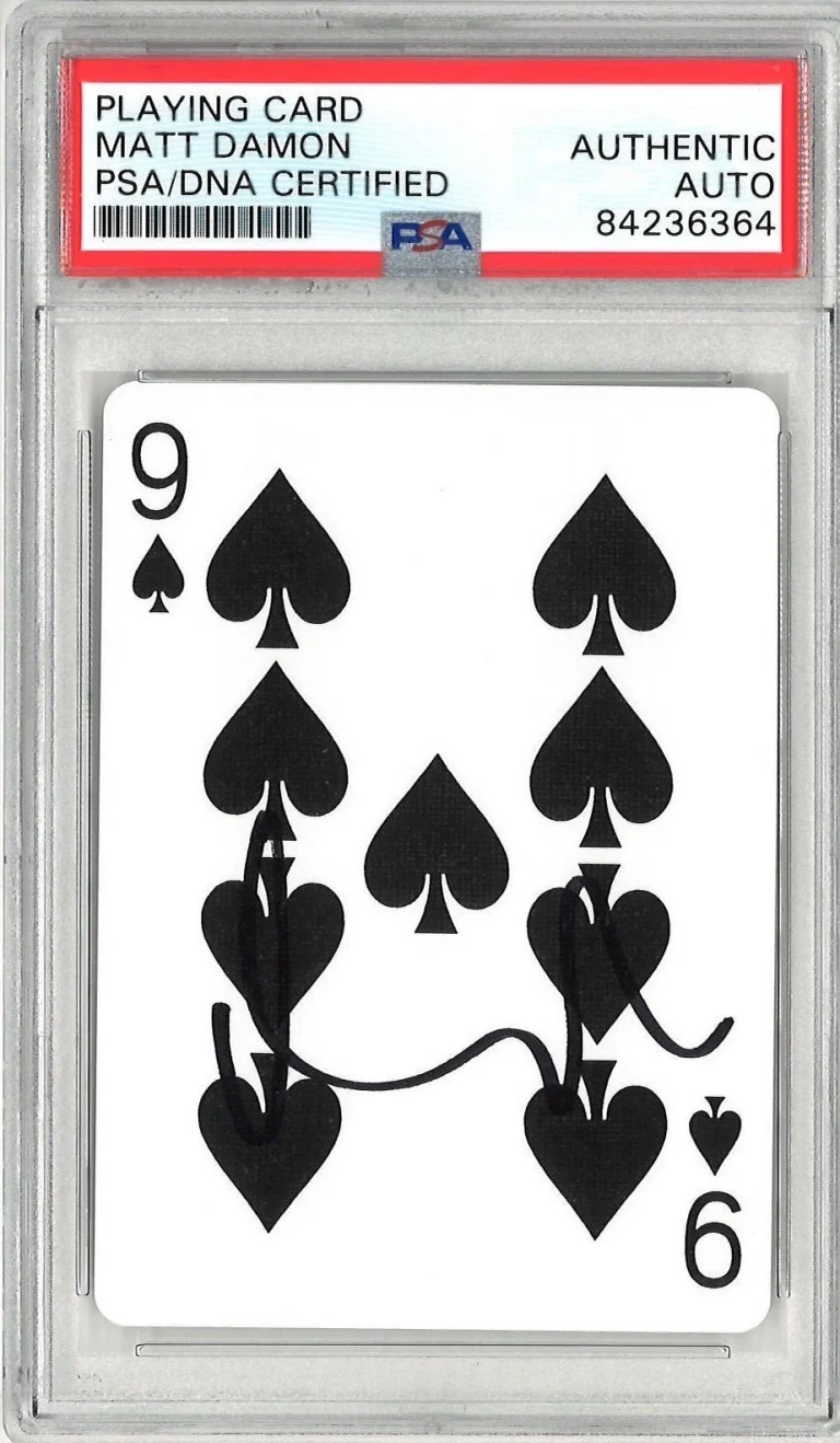 Matt Damon Signed Rounders 9 of Spades Playing Card PSA DNA Encapsulated