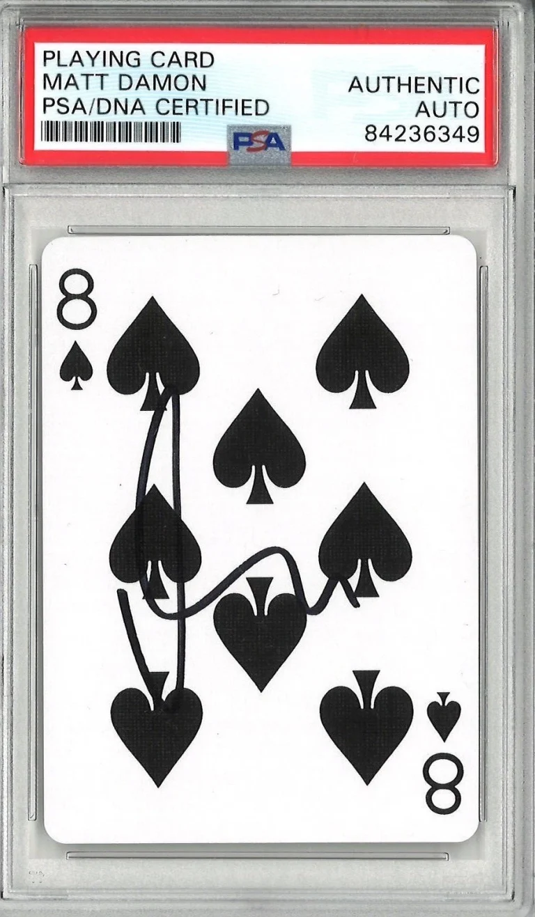 Matt Damon Signed Rounders 8 of Spades Playing Card PSA DNA Encapsulated