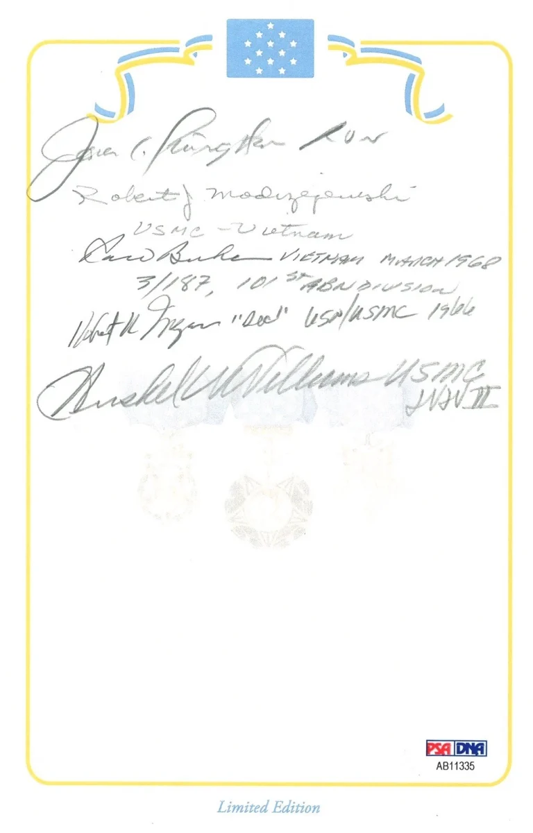 Medal of Honor Recipients Signed Bookplate PSA DNA LOA 5 MOH Autos
