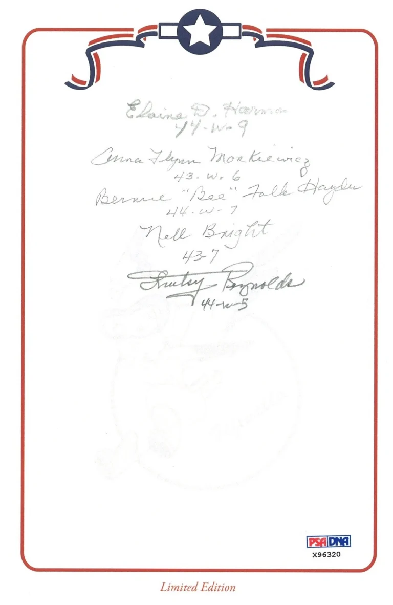 WWII WASP Multi Signed Bookplate PSA DNA 5 Women Airforce Pilots