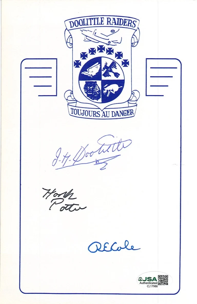 Doolittle Raiders Signed Bookplate JSA COA Doolittle Cole Potter Crew #1