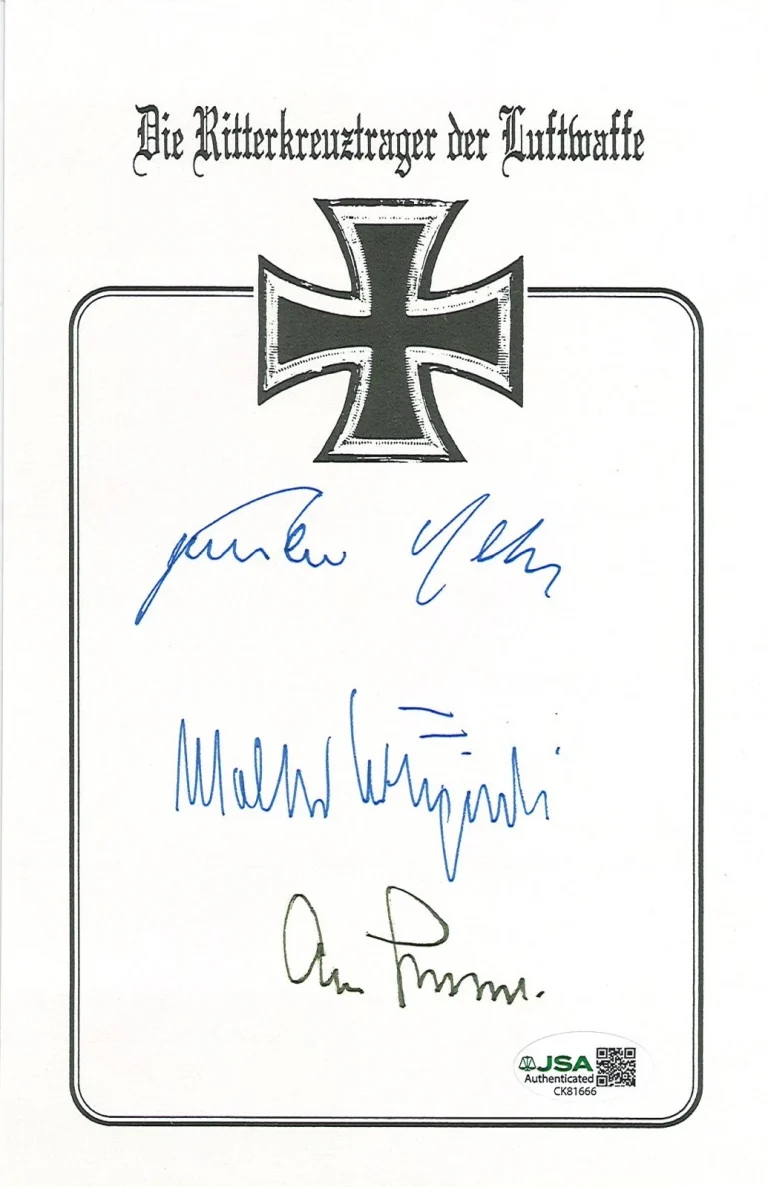 German Knight Cross Recipients Signed Bookplate JSA COA Galland Rall Krupinski