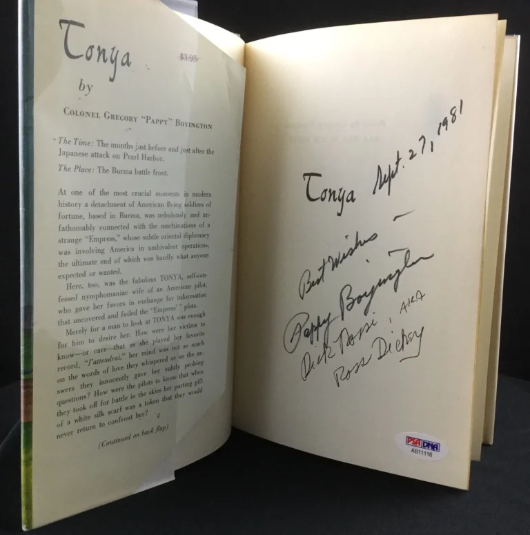 Pappy Boyington Signed Tonya Book PSA DNA LOA Dick Rossi Ross Dickey