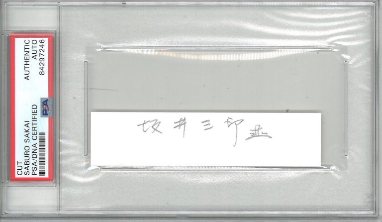 Saburo Sakai Signed Cut Signature PSA DNA Japanese Pencil Signature WWII Ace