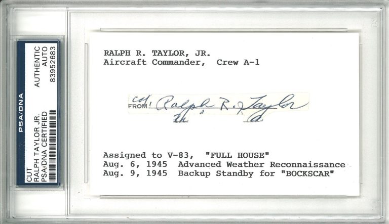 Ralph Taylor Signed Index Card PSA DNA 83952683 Full House Commander WWII